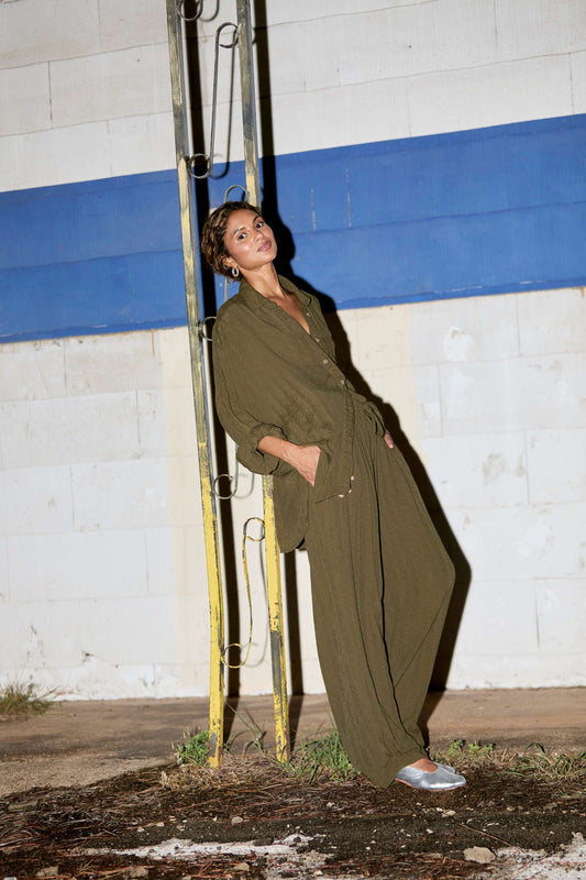 Cocoon Pant in Viscose - Olive