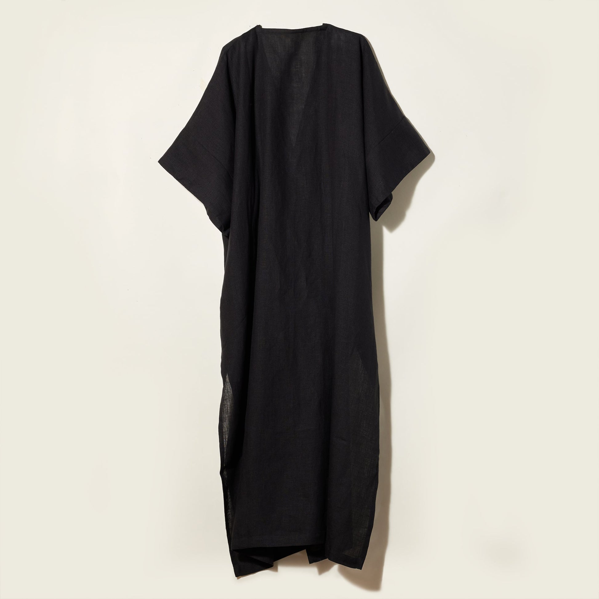 Linen Throw-on Dress - Black - MAMÈNE