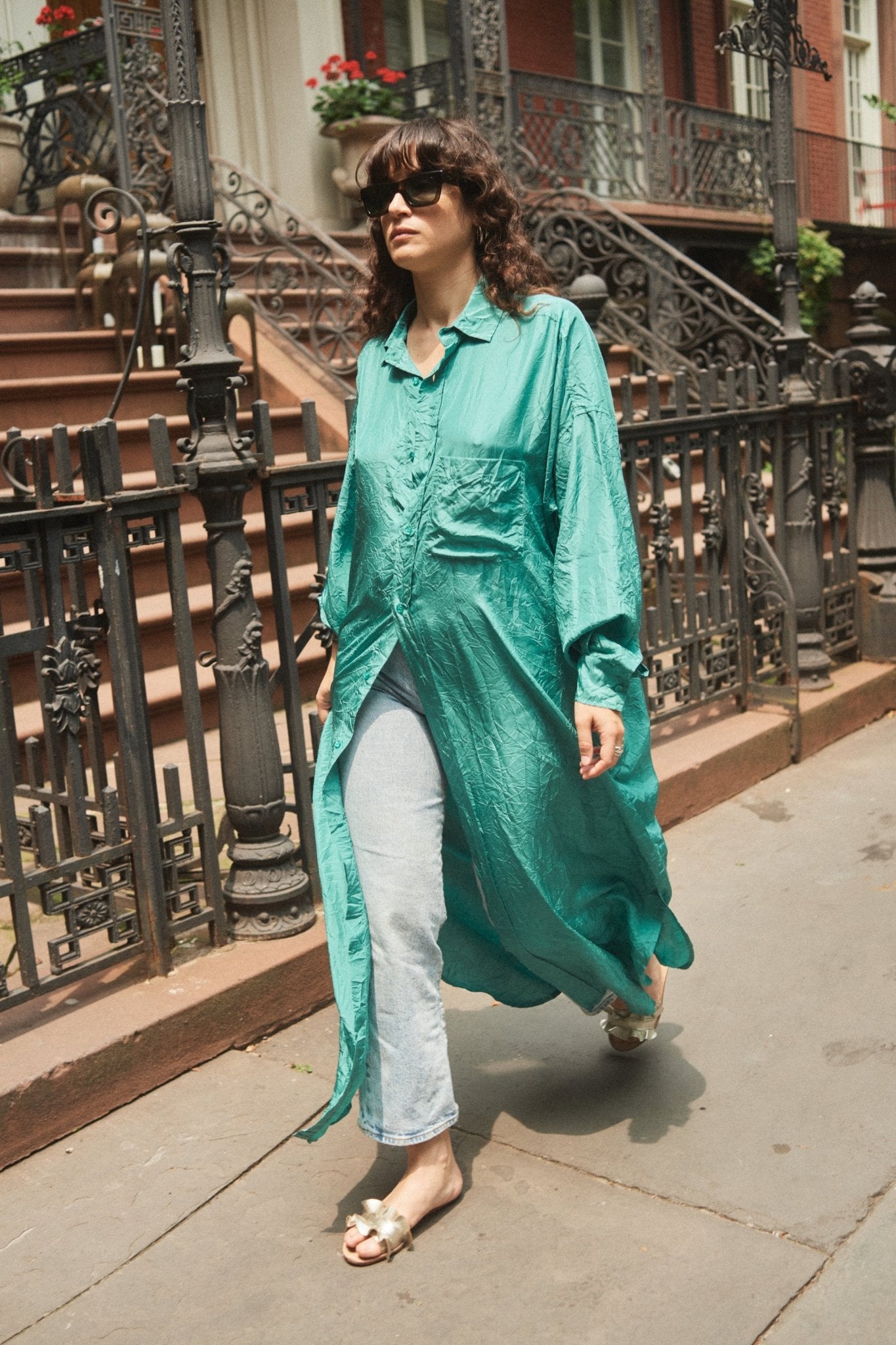 Parachute Shirt Dress - Turquoise Silk – MAMÈNE